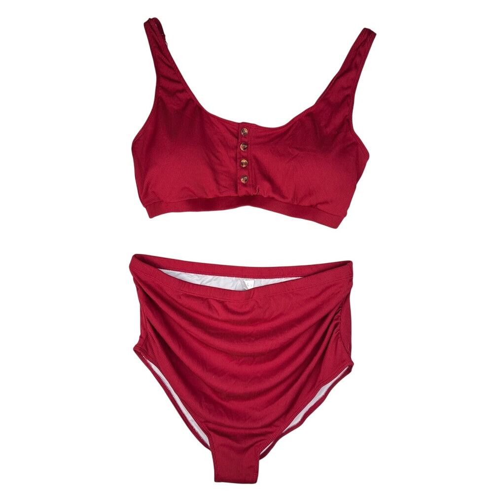 NWOT Maternity Two Piece Swim Suit in Burgundy Size Large